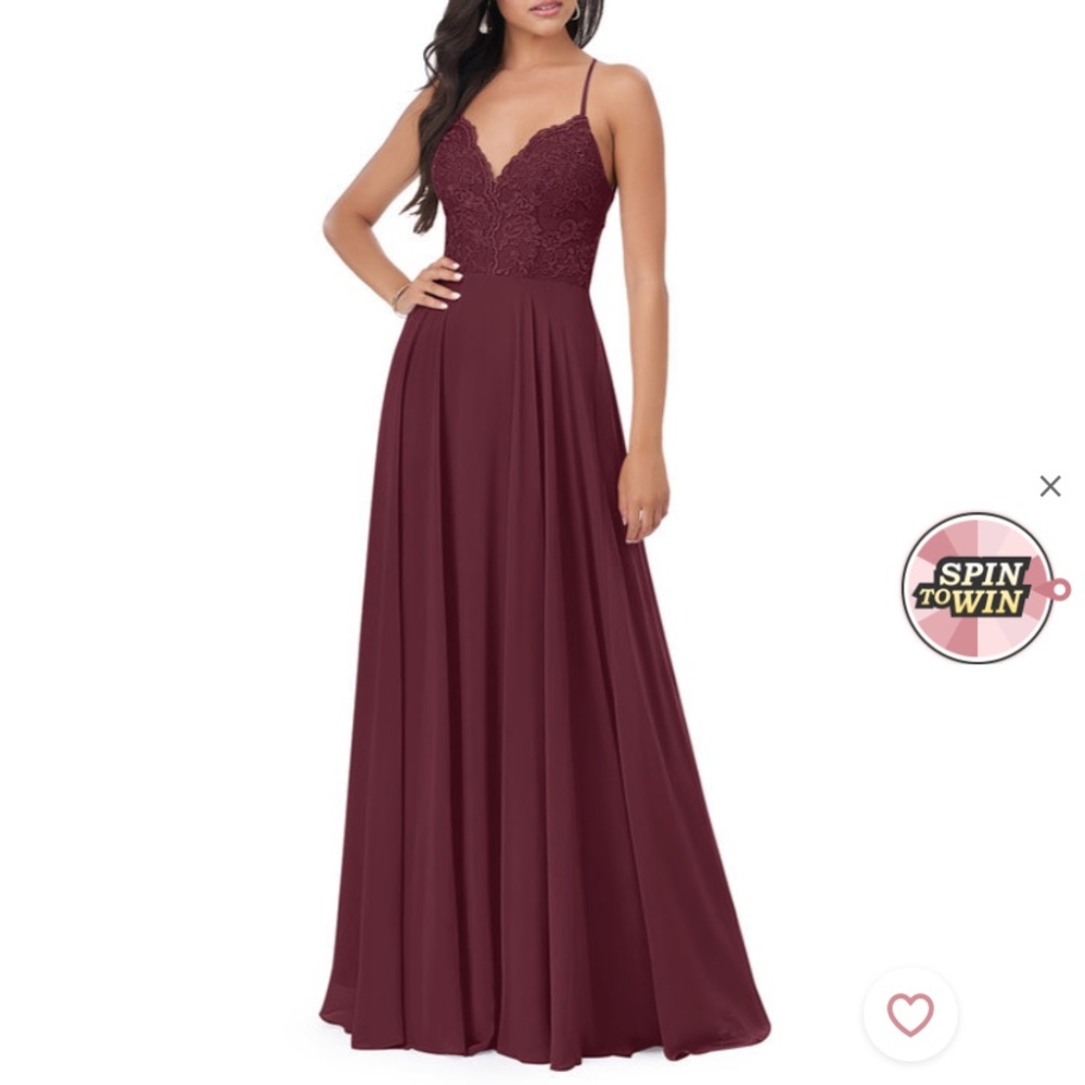 Azazie Cabernet floor length dress, never been worn, size 10
